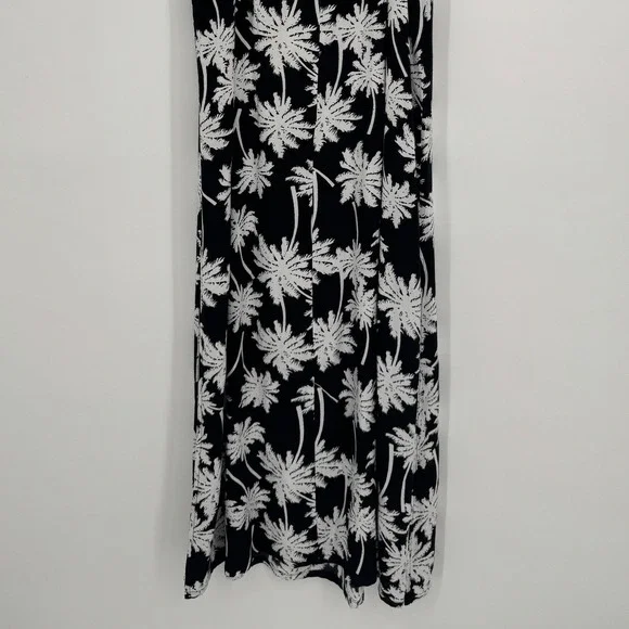 Kenny Flowers Moon Shine Maxi Dress Medium Black Palm Tree Tropical Resort NWT - Picture 8 of 11
